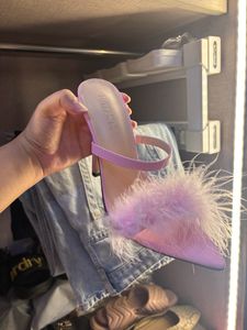 Pink Pointed Fur Toe Heels