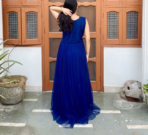 Elegant Blue Embroidered studded Gown