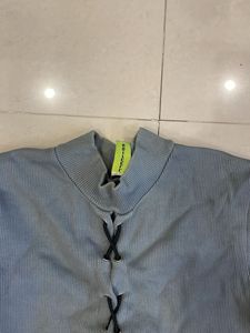 Cute Blue Lace-Up Top