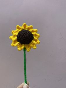 A Sunflower Made From Crochet Handmade Product