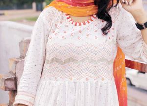 Elegant White Embroidered Anarkali Suit