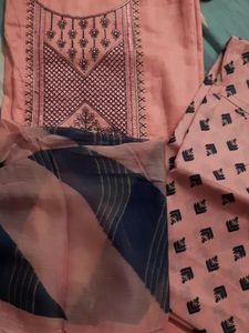 Peach Colour Glace Cotton Suit