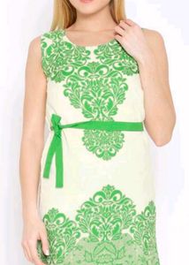 Green Damask Print Dress