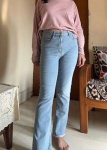 High Waisted Ice Blue Jeans