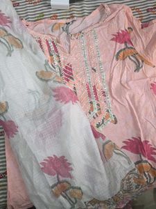 Pink Floral Kurti Set