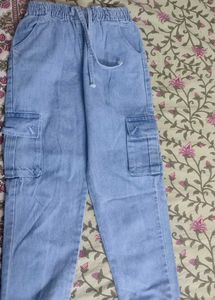 Light Wash Denim Cargo Pants