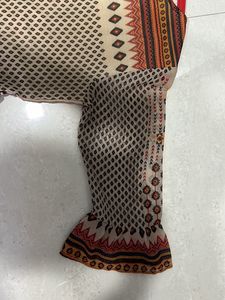 Tan and brown printed Kurti style top