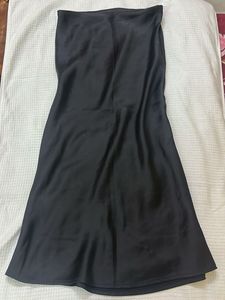 Satin Black Midi Skirt