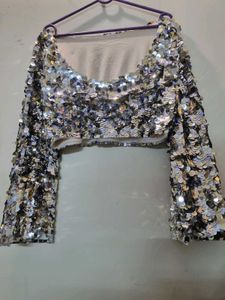 H&amp;M Silver Sequin New Top With Tag - Never Worn
