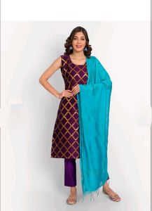 Women Cotton Silk Kurta Pant With Dupatta Set