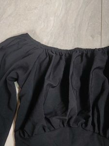 Stylish Black Baloon Top For Women With Back Tie