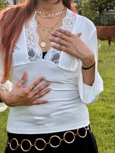 White Lace Trim Top outzidr