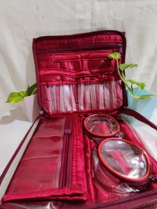 Burgundy Jewelry Travel Organizer Set