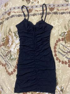 Black Ruched Bodycon Mini Dress
