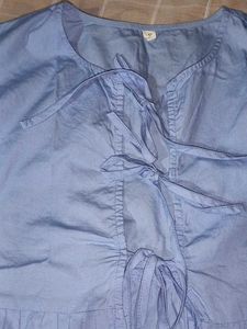 Cute Blue Bow-Tie Blouse