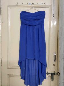 Blue Strapless Hi-Low Dress