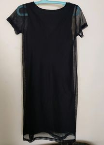 Black Round neck T-shirt Dress
