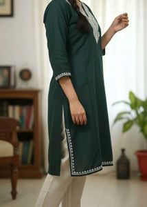Green tilla work kurta