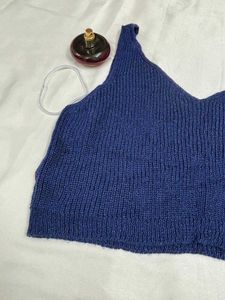Navy Knit Crop Top