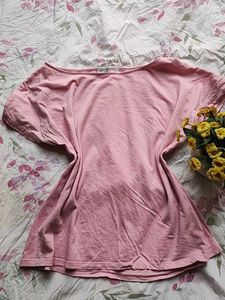 Pink Boat-Neck Cotton Top