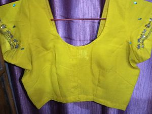 Lime Green Heavy Saree Along Stiched Blouse