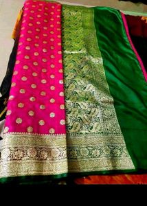 Beautiful Rani pink Banarasi saree