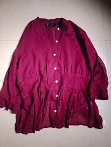 Maroon Net Top