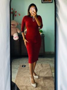 Striped Bodycon Midi Dress