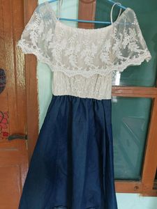 A Beautiful Combination Of Denim &amp; Net Fabric