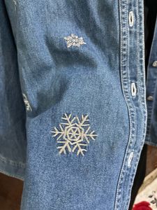 Y2k Vintage Denim Embroidered Snowfall