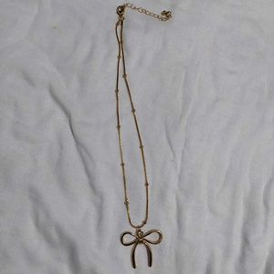 Anti Tarnish Ribbon Pendant Necklace