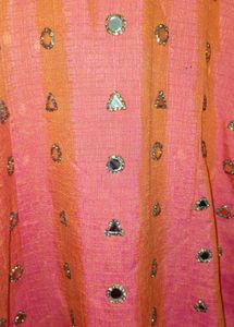 Orange Mirror Work Kurti