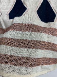 Patterned Knit Sweater, Beige color