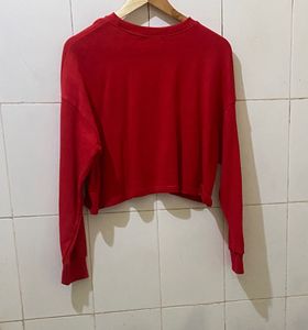 Red Denver Broncos Cropped Sweatshirt