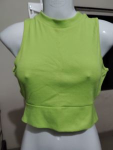 Xs,S,M, open back with knot Lime Green Crop Top