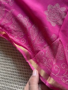 Pink Chiffon Saree