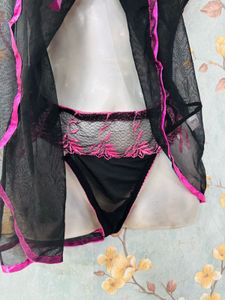 Black &amp; Pink Babydoll Lingerie Set