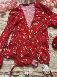 Red Floral Top