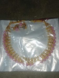 Pink Beaded Necklace Set