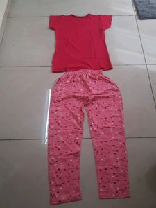 Cute Pink Printed Night Suit Not Used Brand New