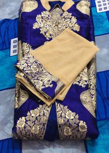 Royal Blue & Gold Embroidered Dress