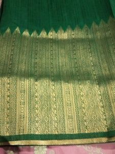 Green &amp; Gold Banarasi Silk Saree