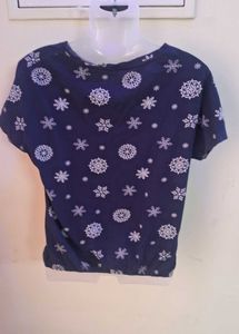 Blue Snowflake Print Top