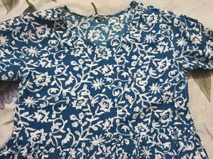 Boho Print Dress with Pom Poms