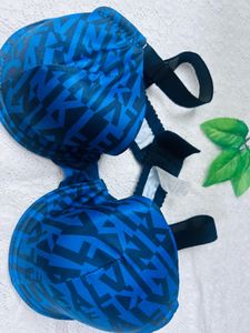 Stylish Blue Patterned Bra
