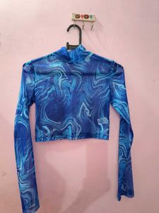 Blue Mesh Top
