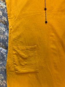 Yellow Kurta with Cute Sleeves &amp; Pocket