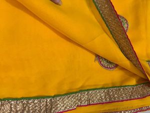 New yellow patches saree
