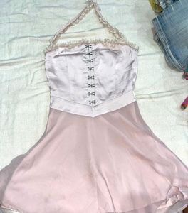 Fairycore X Grunge Pink Halter Dress