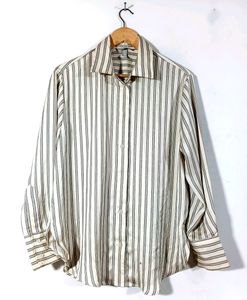 H&amp;M Cream Striped Shirt (Women)